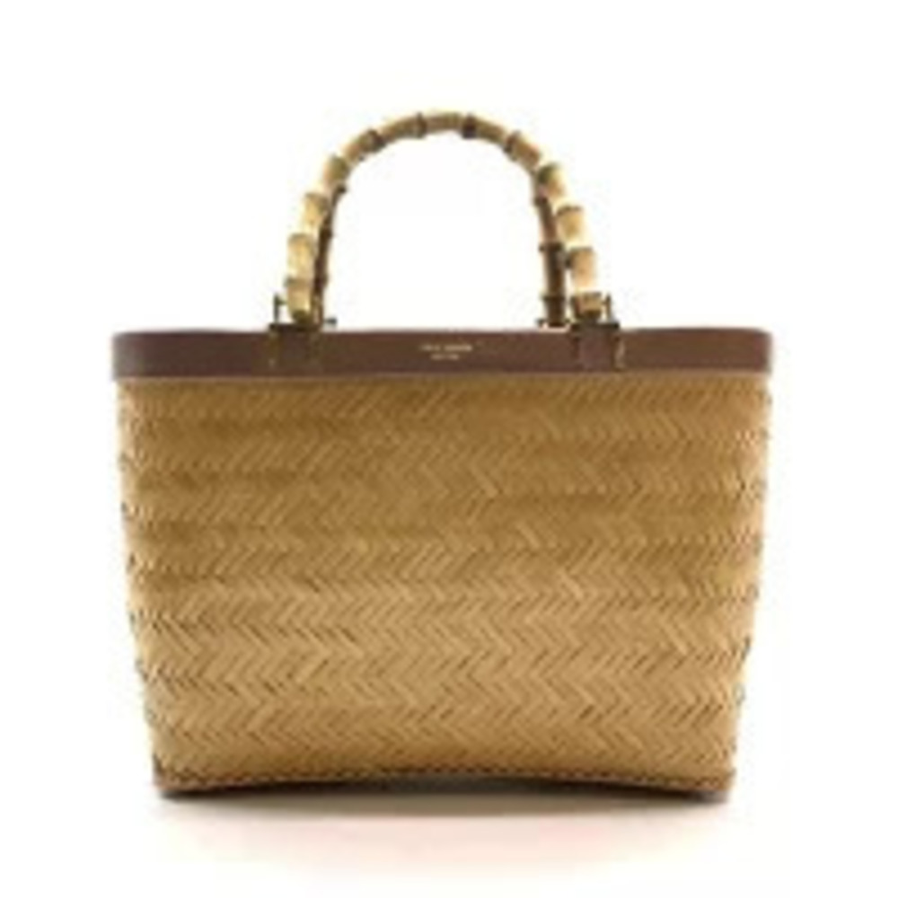 Kate Spade Straw Tan bamboo basket bag brown beige Handbag